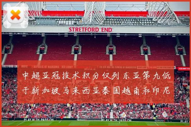中超亚冠技术积分仅列东亚第九低于新加坡马来西亚泰国越南和印尼